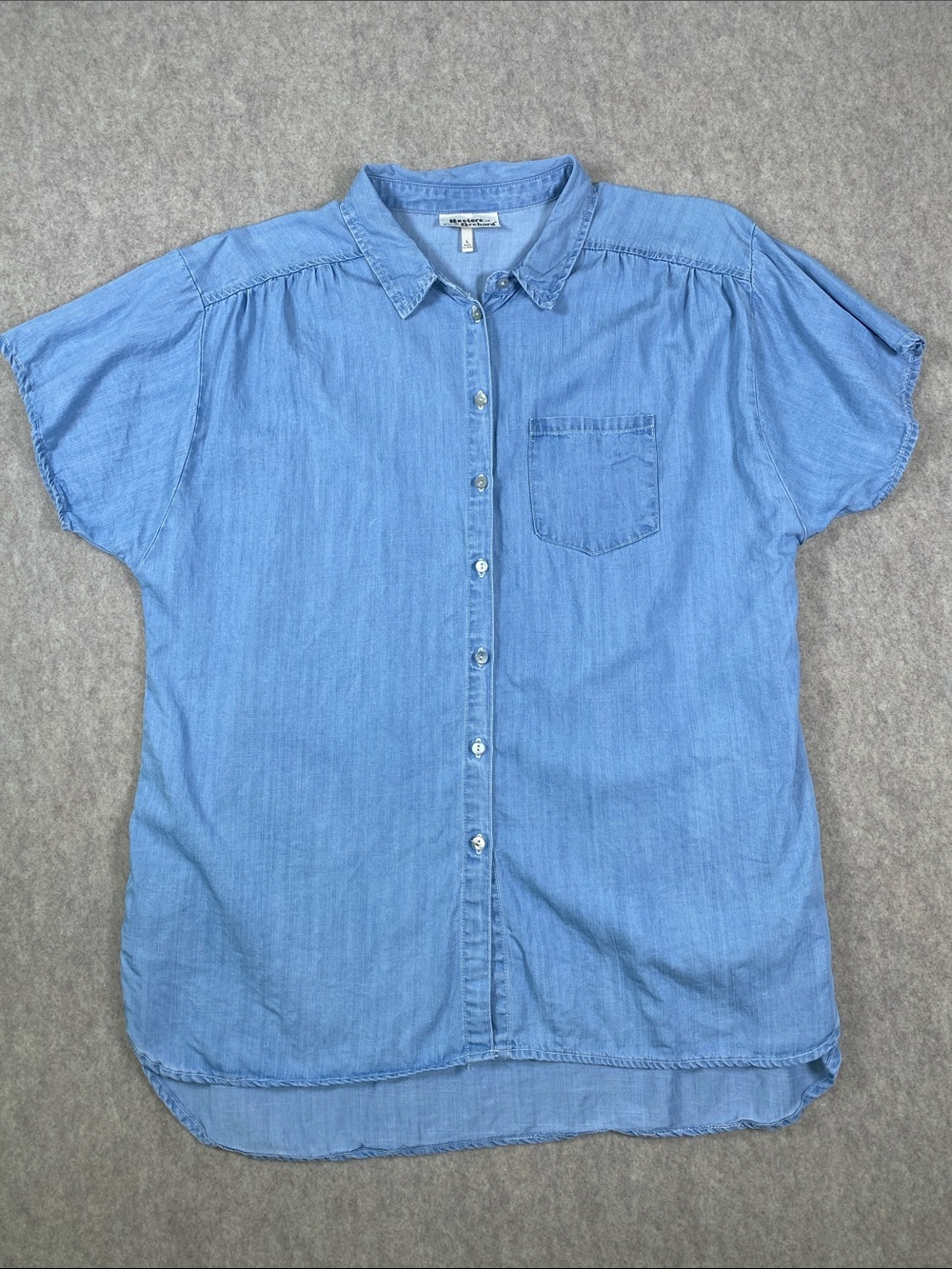 Hester & Orchard Tencel Chambray Dolman Sleeve Button Down Shirt L